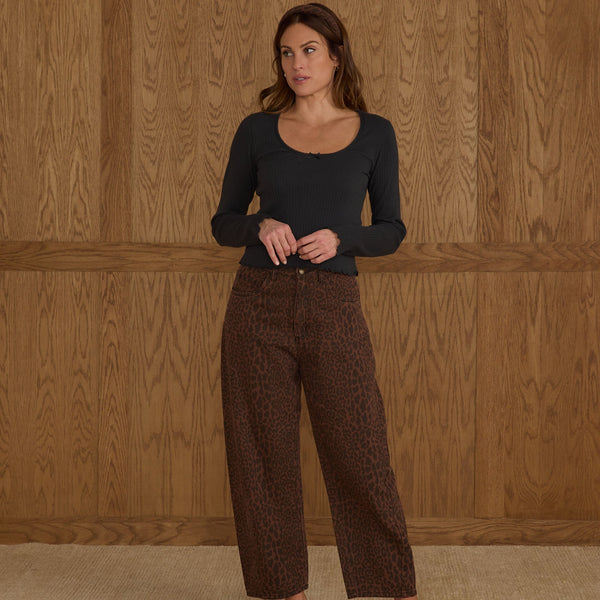 women's barrel denim | leopard