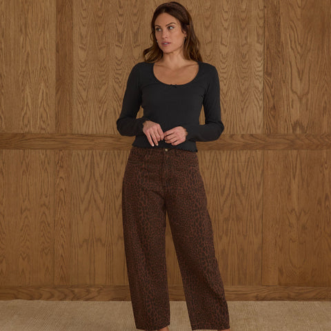 women's barrel denim | leopard
