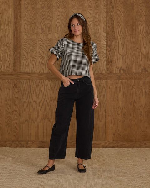 women's barrel denim | washed black