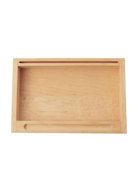 wooden montessori tray | sand + flashcard holder