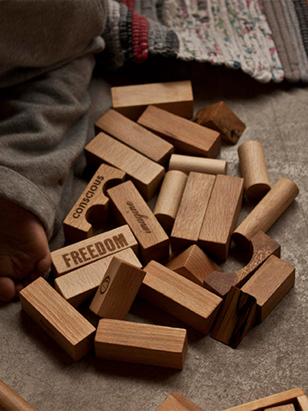 wooden blocks in sack | natural - 100 pieces