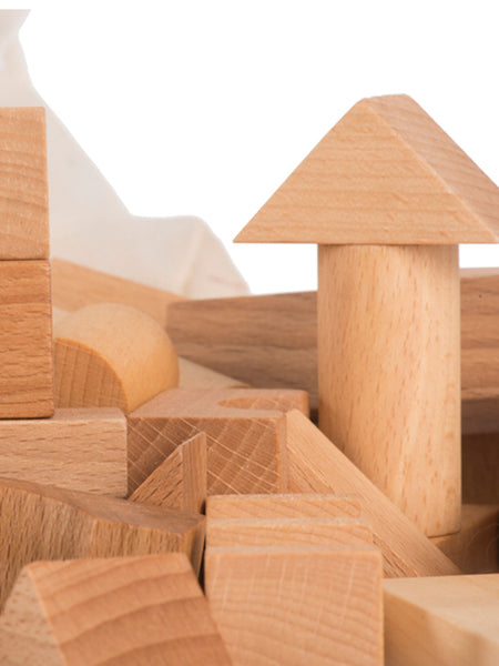 wooden blocks in sack | natural - 100 pieces