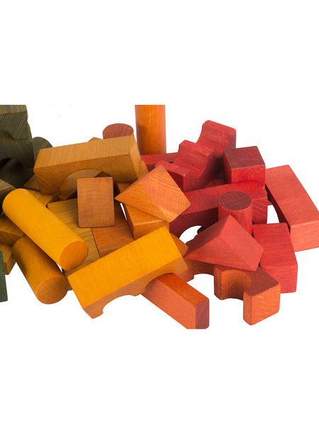 wooden blocks in sack | rainbow - 100 pieces