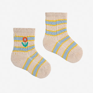 short socks | flower stripes