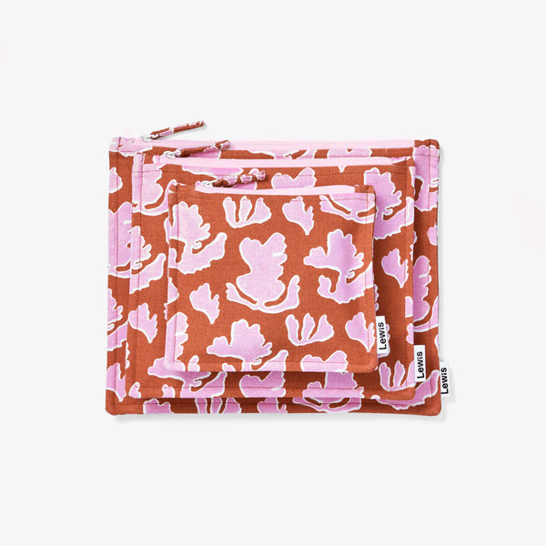zip pouch set | lichen - poppy