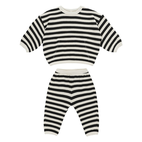 waffle slouch set | black stripe