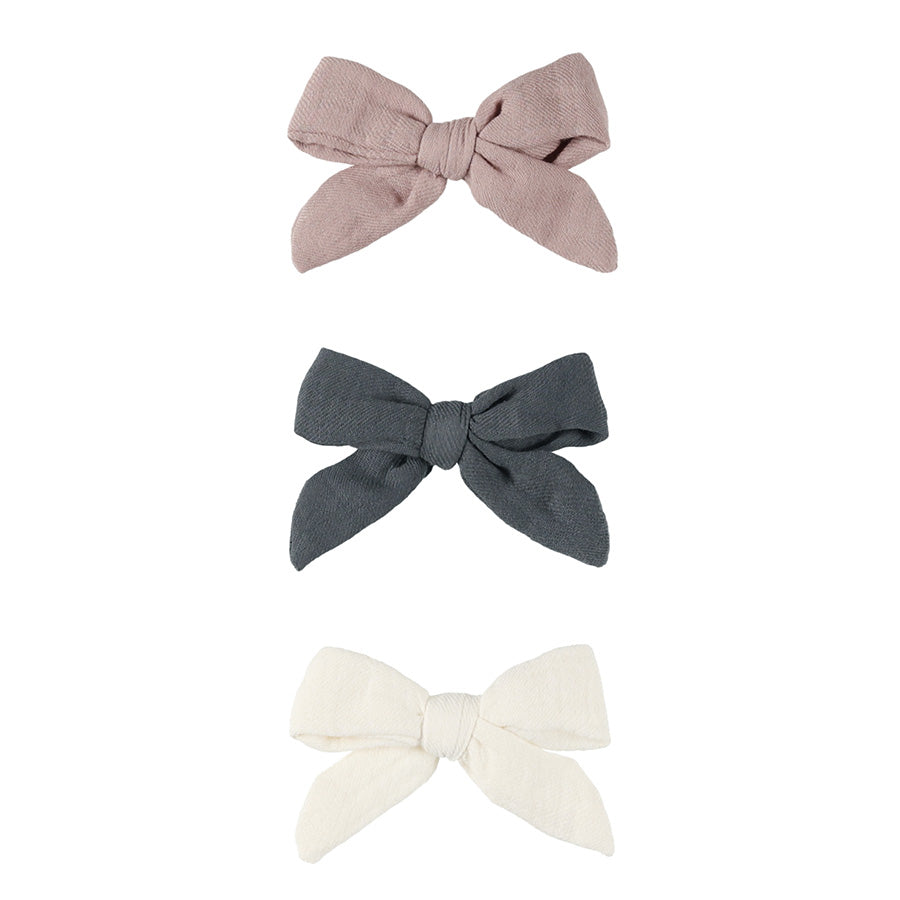 bow w. clip | set of 3 - indigo + mauve + ivory