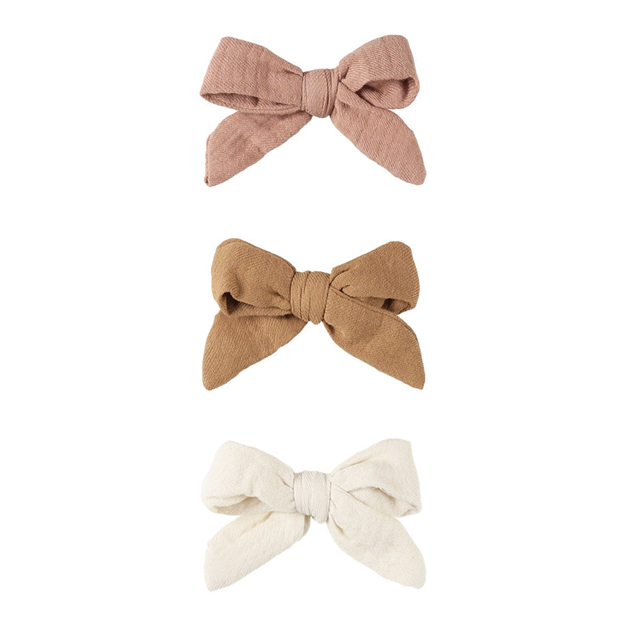 bow w. clip | set of 3 - rose + natural + golden