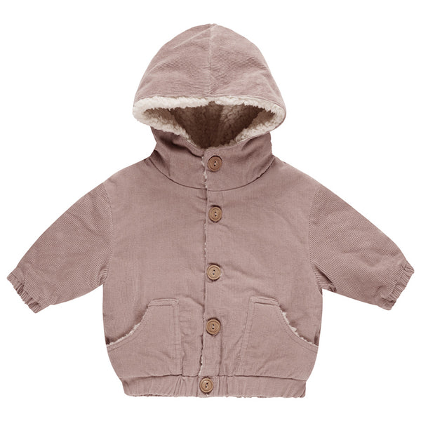 corduroy hooded jacket | mauve