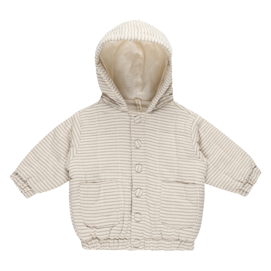 hooded woven jacket | basil stripe