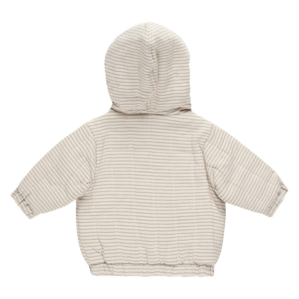 hooded woven jacket | basil stripe