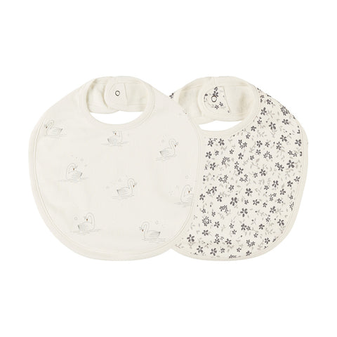 jersey snap bib | 2 pack - swans + blue floral