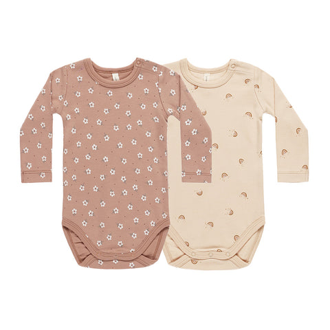 jersey bodysuit | 2 pack - rose ditsy + rainbows