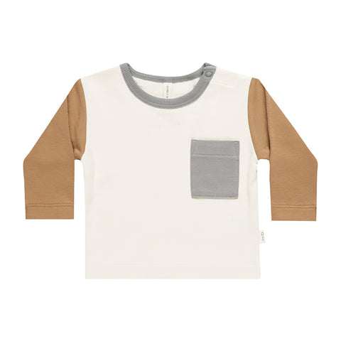 long sleeve pocket tee | color block