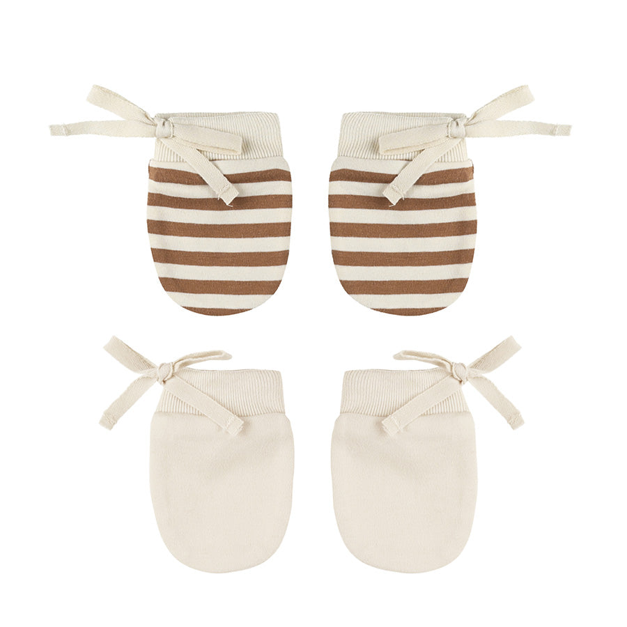 no scratch mittens | set of 2 - cinnamon stripe + natural