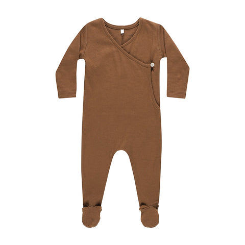 pointelle wrap footie | cinnamon