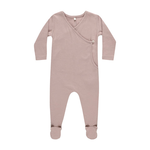 pointelle wrap footie | mauve