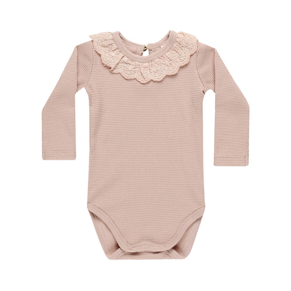 ruffle collar bodysuit | blush