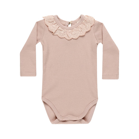 ruffle collar bodysuit | blush