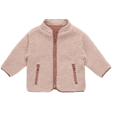 shearling zip jacket | blush