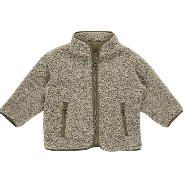 shearling zip jacket | olive