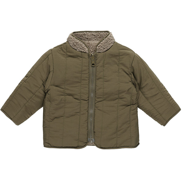 shearling zip jacket | olive