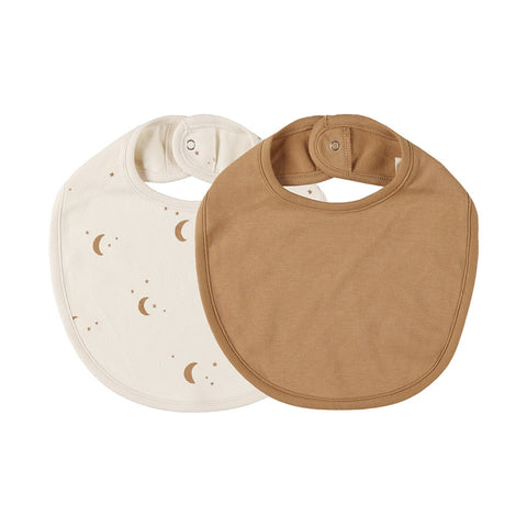 jersey snap bib | 2 pack - moons + golden