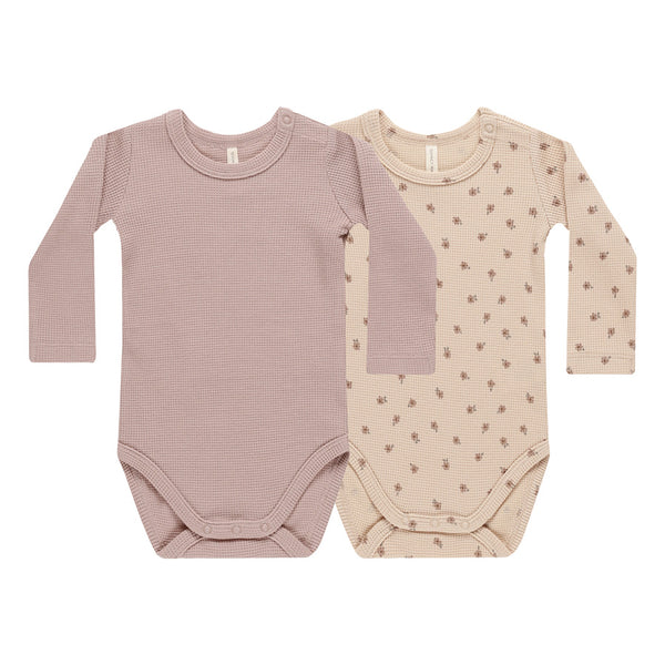 waffle bodysuit | 2 pack - mauve + blossom