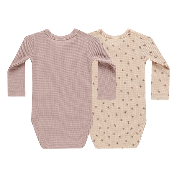 waffle bodysuit | 2 pack - mauve + blossom