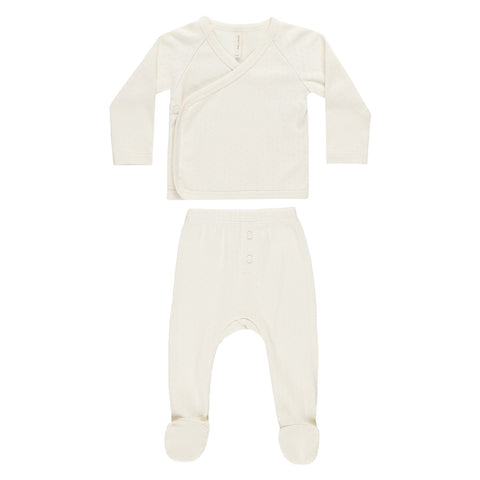 wrap top + footed pant set | ivory