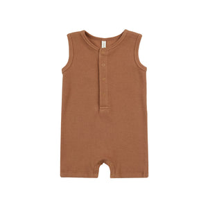 ribbed henley romper | clay