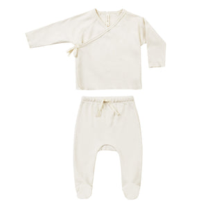 wrap top + footed pant set | ivory