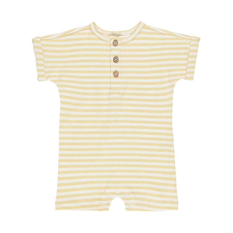 short sleeve one-piece | yellow stripe