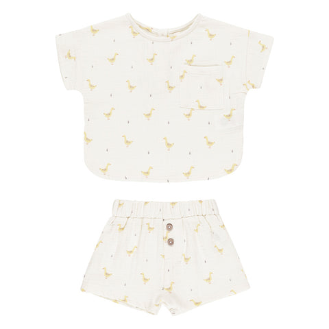 woven boxy top + short set | geese