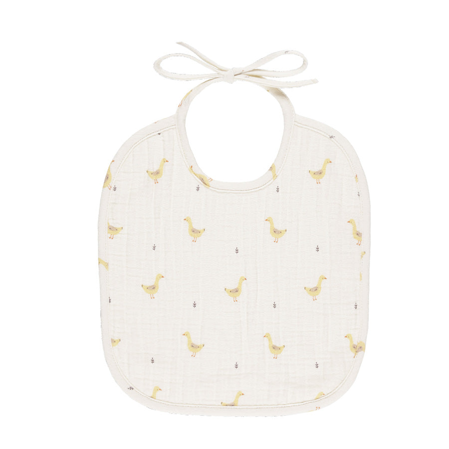 woven tie bib | geese