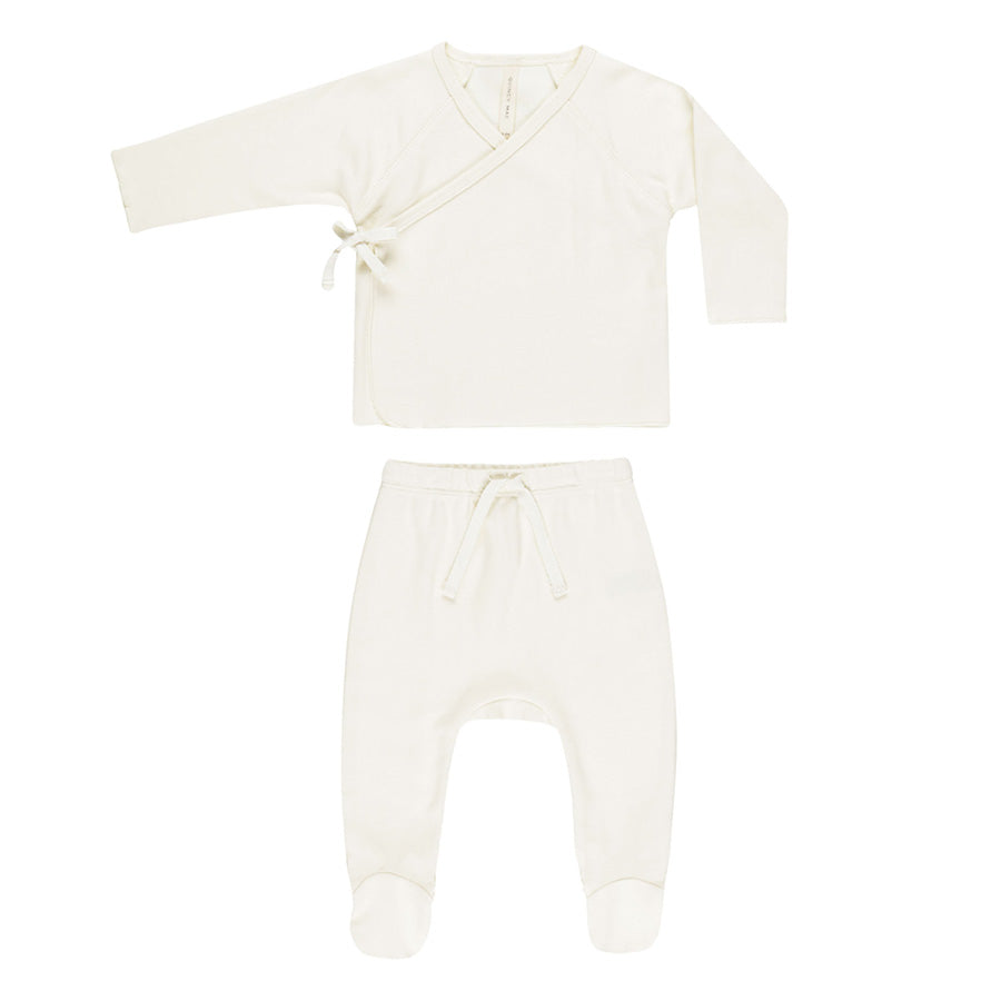 wrap top + footed pant set | ivory