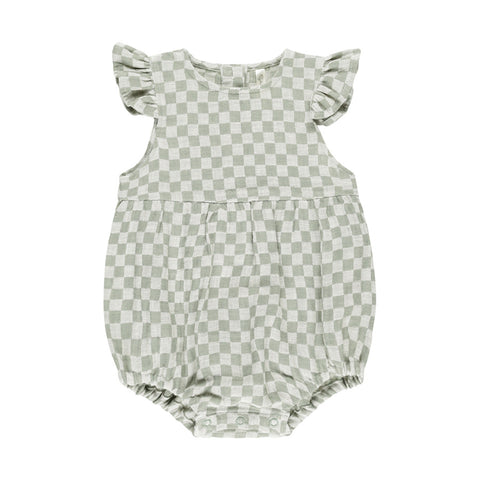 amelia romper | sage check