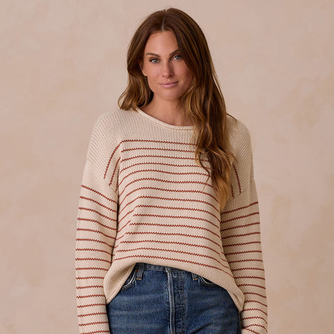 women's jacques sweater | poppy stripe