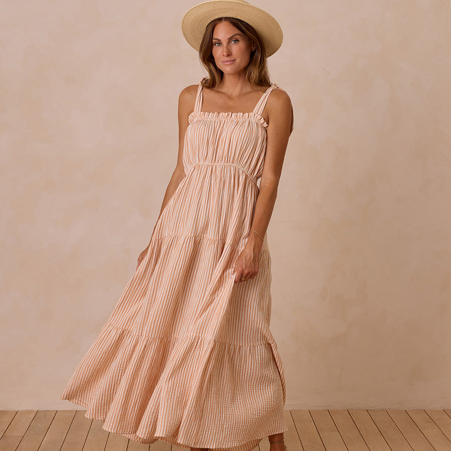 delphina dress | grapefruit stripe