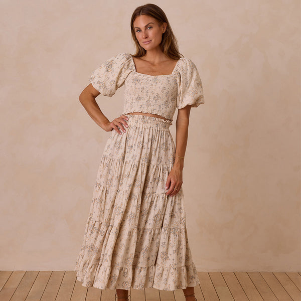 ruffle tiered maxi skirt | citrus grove