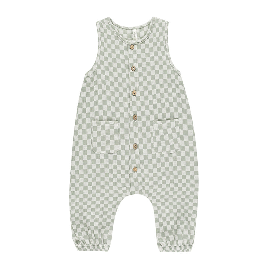 woven jumpsuit | sage check