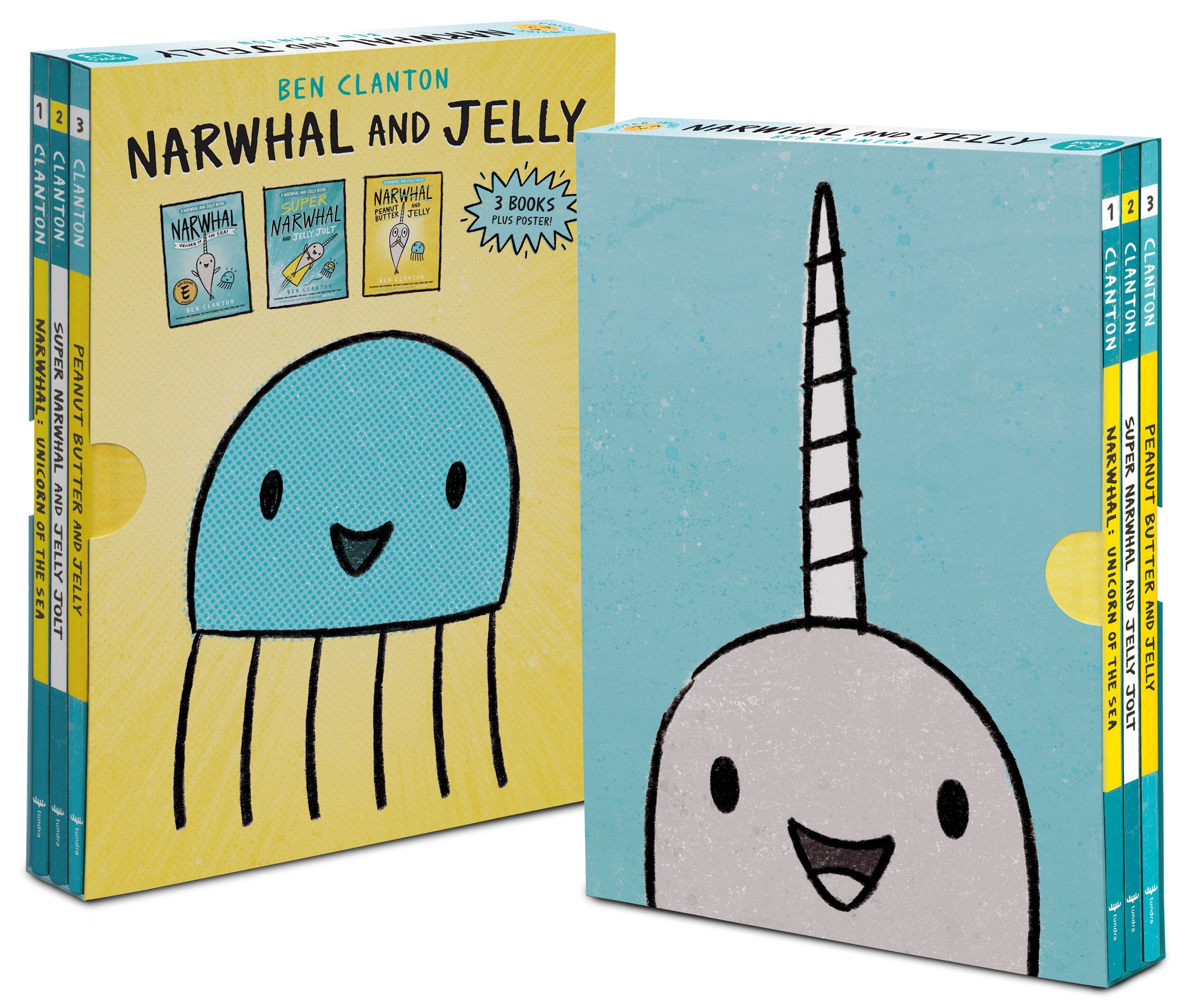 narwhal and jelly box set (books 1, 2, 3, and poster)