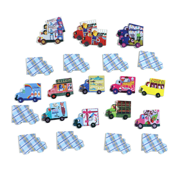 memory & matching game | trucks & a bus