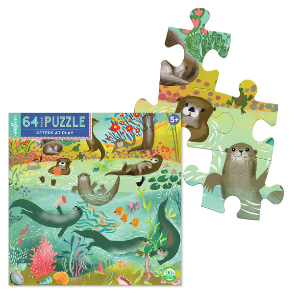 64 piece puzzle | otters at play