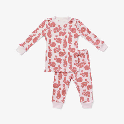pajama set | bunny - rosewood