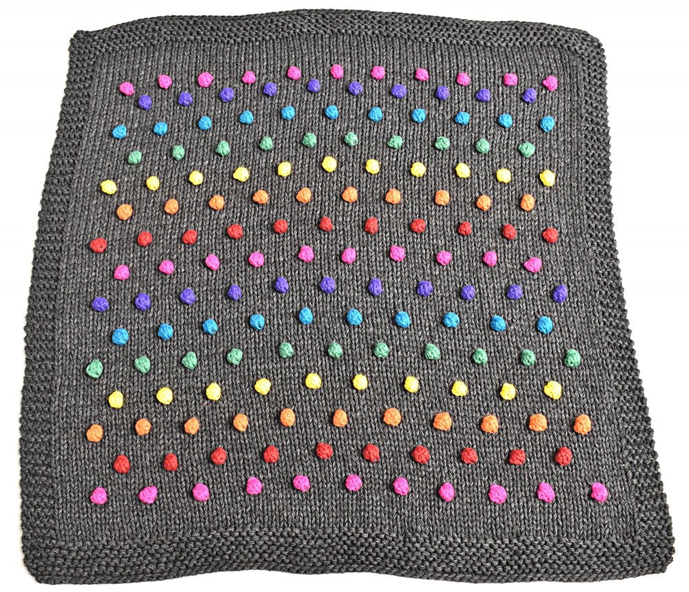 rainbow pom blanket | charcoal