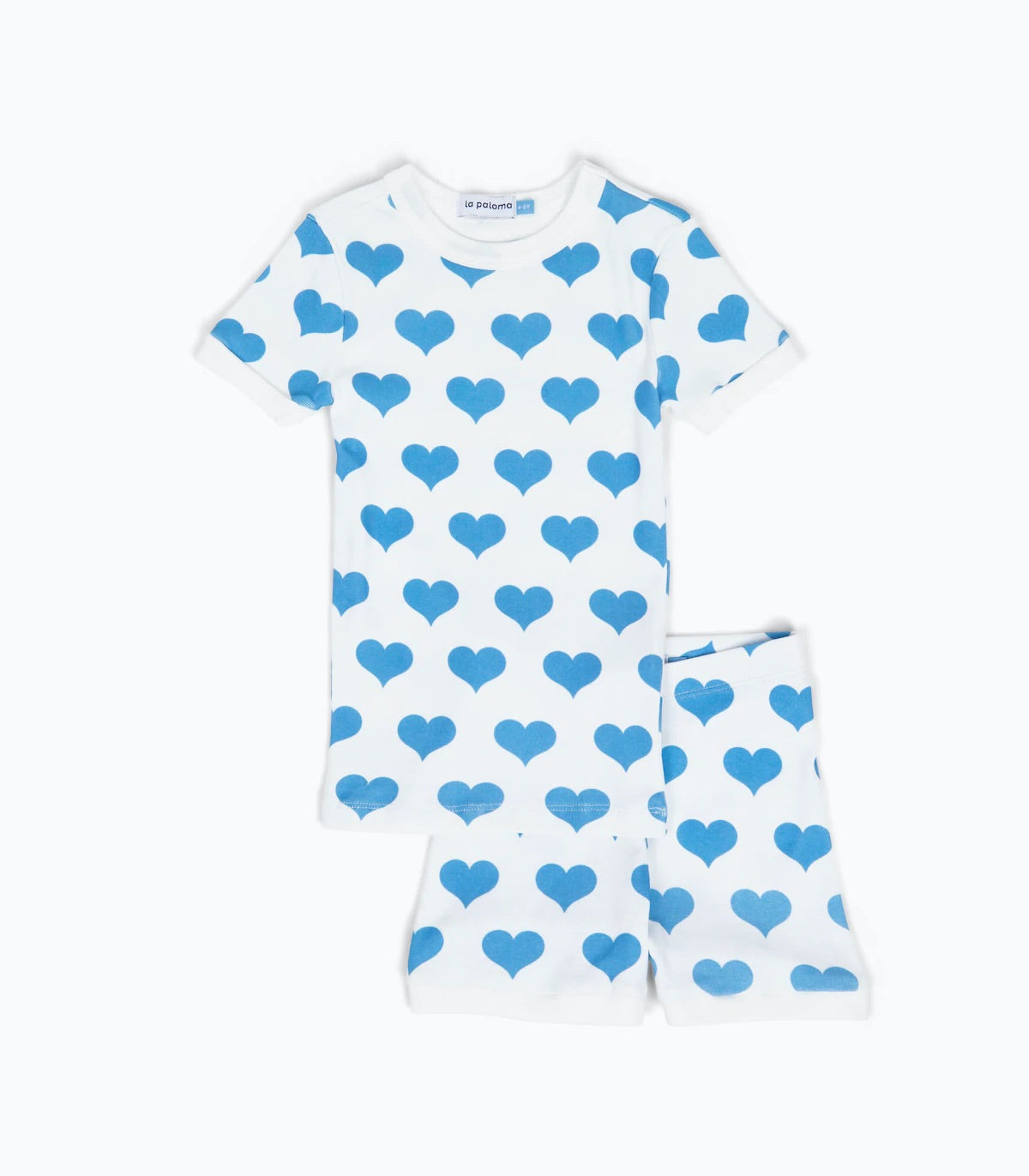short set pajamas | blue hearts