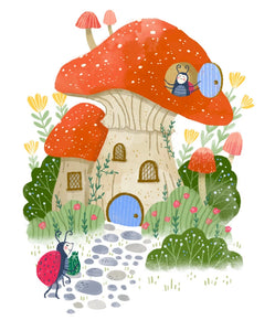 mushroom home art print