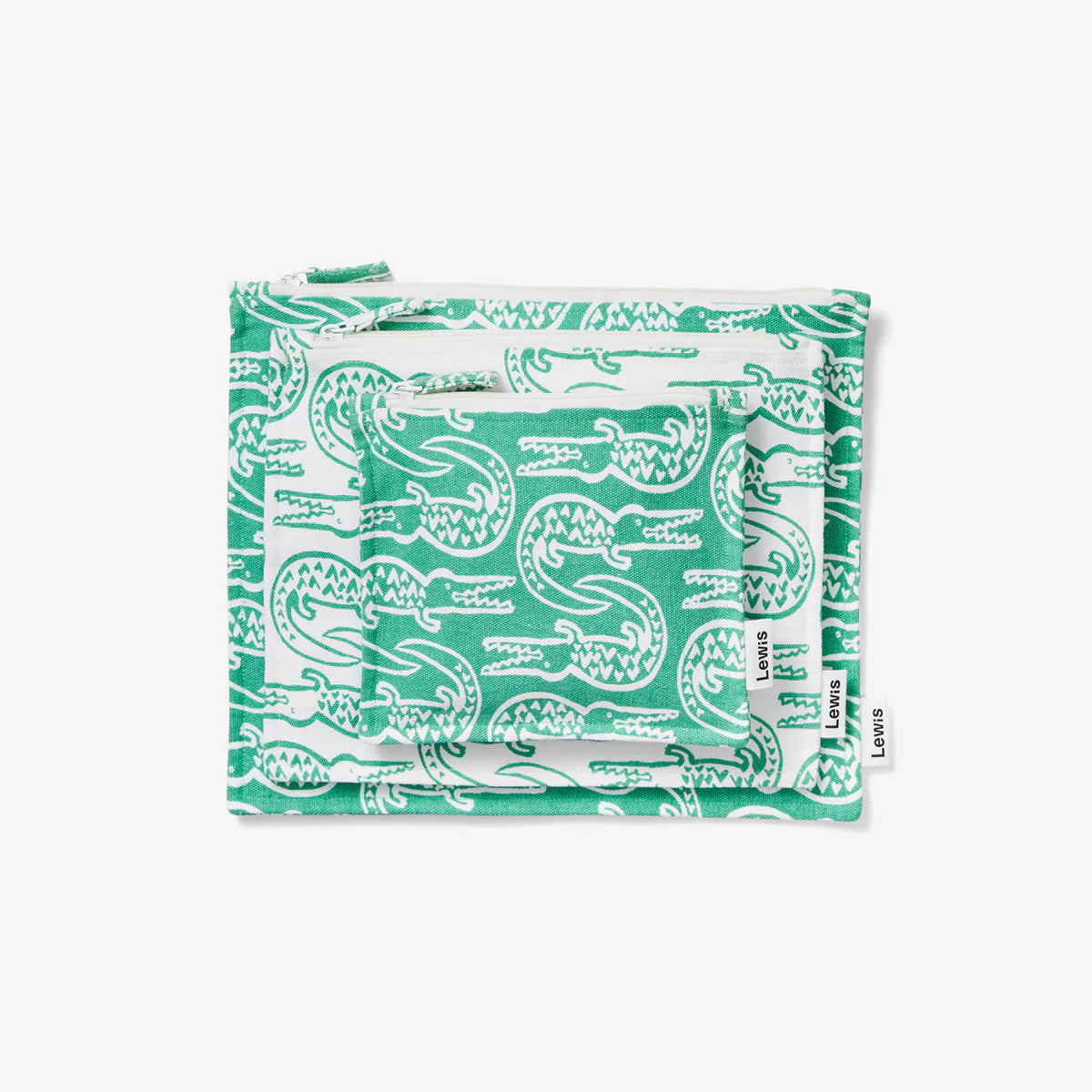 zip pouch set | alligator - jade