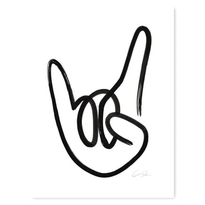 hand sign | rock on print